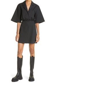 GANNI
+NET SUSTAIN pinstriped recycled-twill mini dress